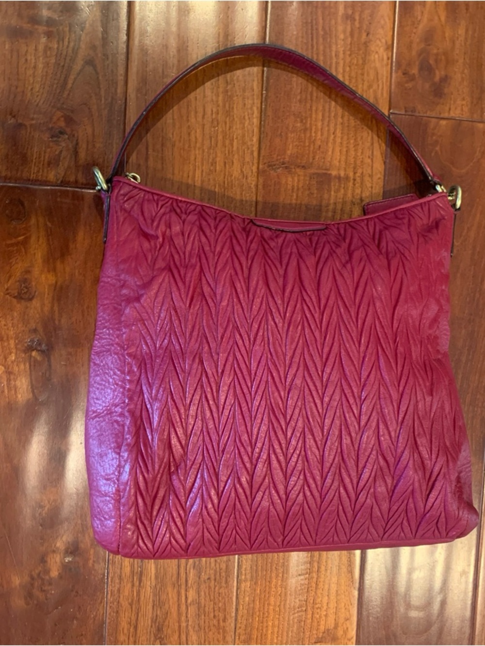 COACH Madison Gathered Convertible Hobo Bag Raspberry AUTHENTIC